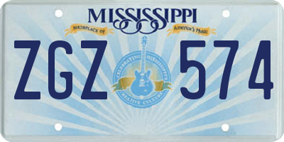 MS license plate ZGZ574