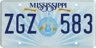 MS license plate ZGZ583