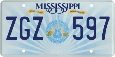 MS license plate ZGZ597