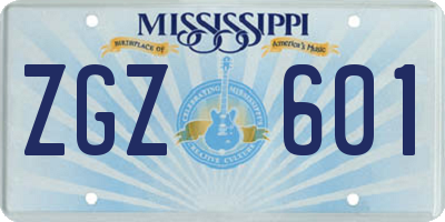 MS license plate ZGZ601
