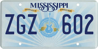 MS license plate ZGZ602