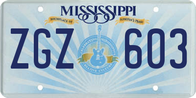 MS license plate ZGZ603