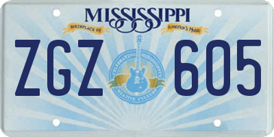 MS license plate ZGZ605