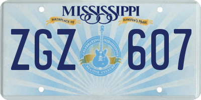 MS license plate ZGZ607