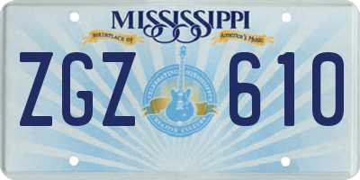 MS license plate ZGZ610