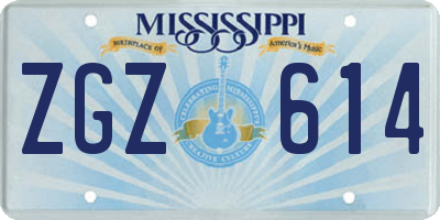 MS license plate ZGZ614