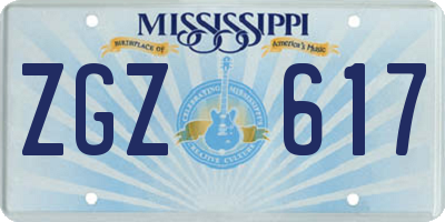 MS license plate ZGZ617
