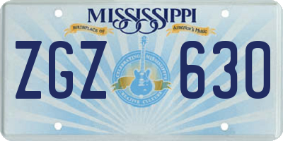 MS license plate ZGZ630