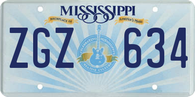 MS license plate ZGZ634