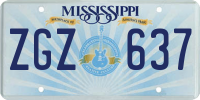 MS license plate ZGZ637