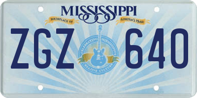 MS license plate ZGZ640