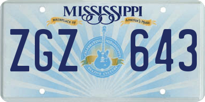 MS license plate ZGZ643