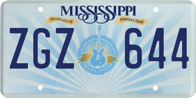 MS license plate ZGZ644