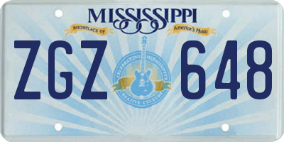 MS license plate ZGZ648