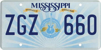 MS license plate ZGZ660