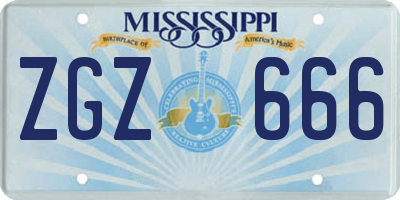 MS license plate ZGZ666