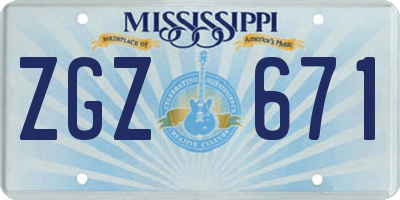 MS license plate ZGZ671