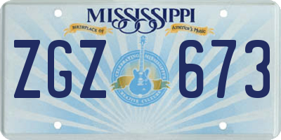 MS license plate ZGZ673