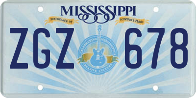 MS license plate ZGZ678