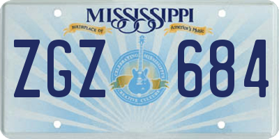MS license plate ZGZ684