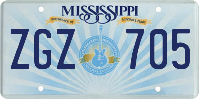 MS license plate ZGZ705