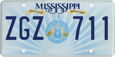 MS license plate ZGZ711