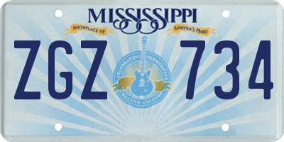 MS license plate ZGZ734