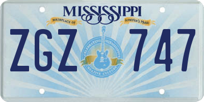 MS license plate ZGZ747