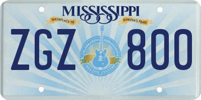 MS license plate ZGZ800