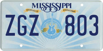 MS license plate ZGZ803