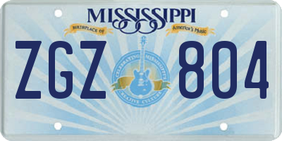 MS license plate ZGZ804