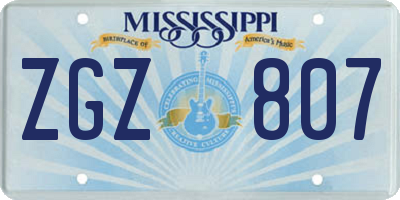 MS license plate ZGZ807