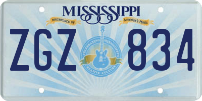 MS license plate ZGZ834