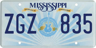 MS license plate ZGZ835