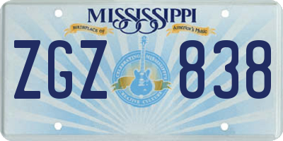 MS license plate ZGZ838