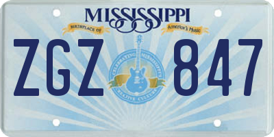 MS license plate ZGZ847