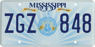 MS license plate ZGZ848