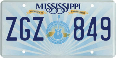 MS license plate ZGZ849