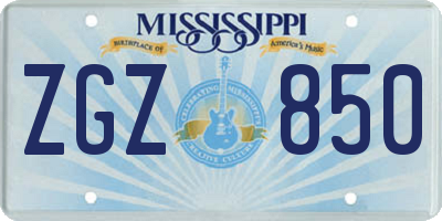 MS license plate ZGZ850