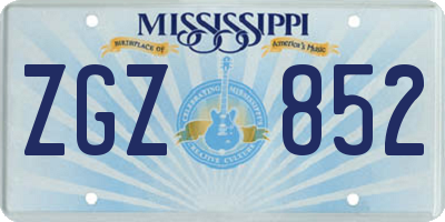 MS license plate ZGZ852