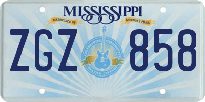 MS license plate ZGZ858