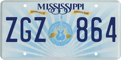 MS license plate ZGZ864