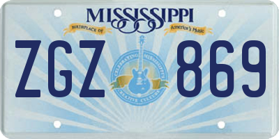 MS license plate ZGZ869