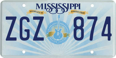 MS license plate ZGZ874