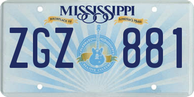 MS license plate ZGZ881