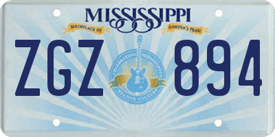 MS license plate ZGZ894