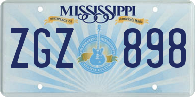 MS license plate ZGZ898