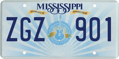 MS license plate ZGZ901