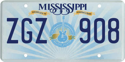 MS license plate ZGZ908