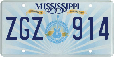 MS license plate ZGZ914